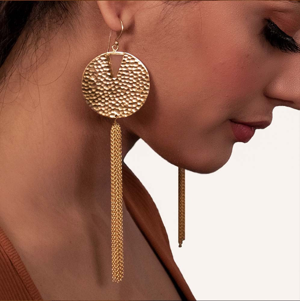 Ness Luxe Gold Tassel Dangle Earrings - Amalfa