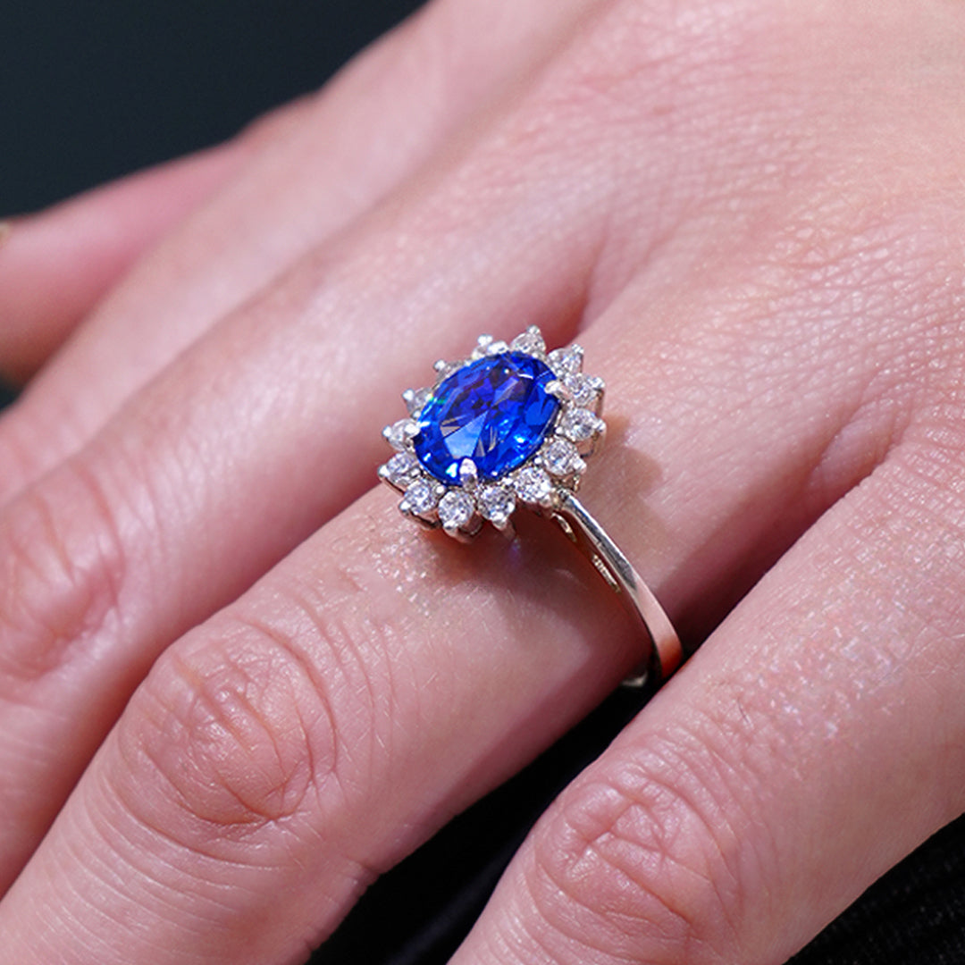 Diana 925 Silver Blue Sapphire Ring