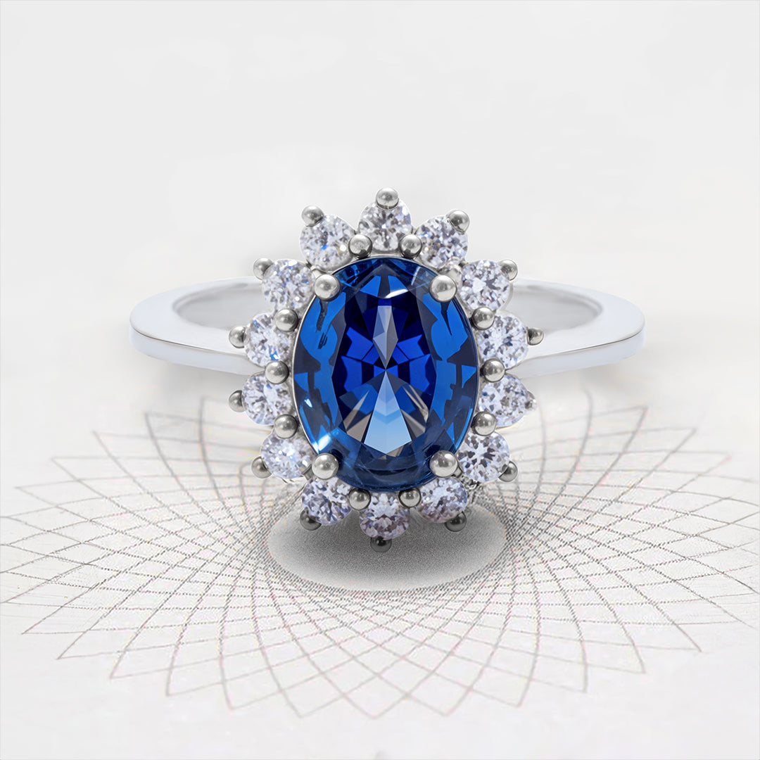 Diana 925 Silver Blue Sapphire Ring