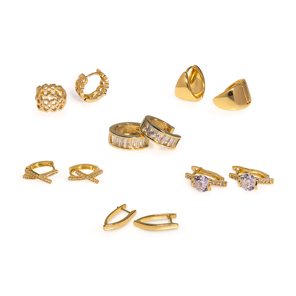 Sophia Everyday Gold Stud Earrings (Set of 6 earrings)