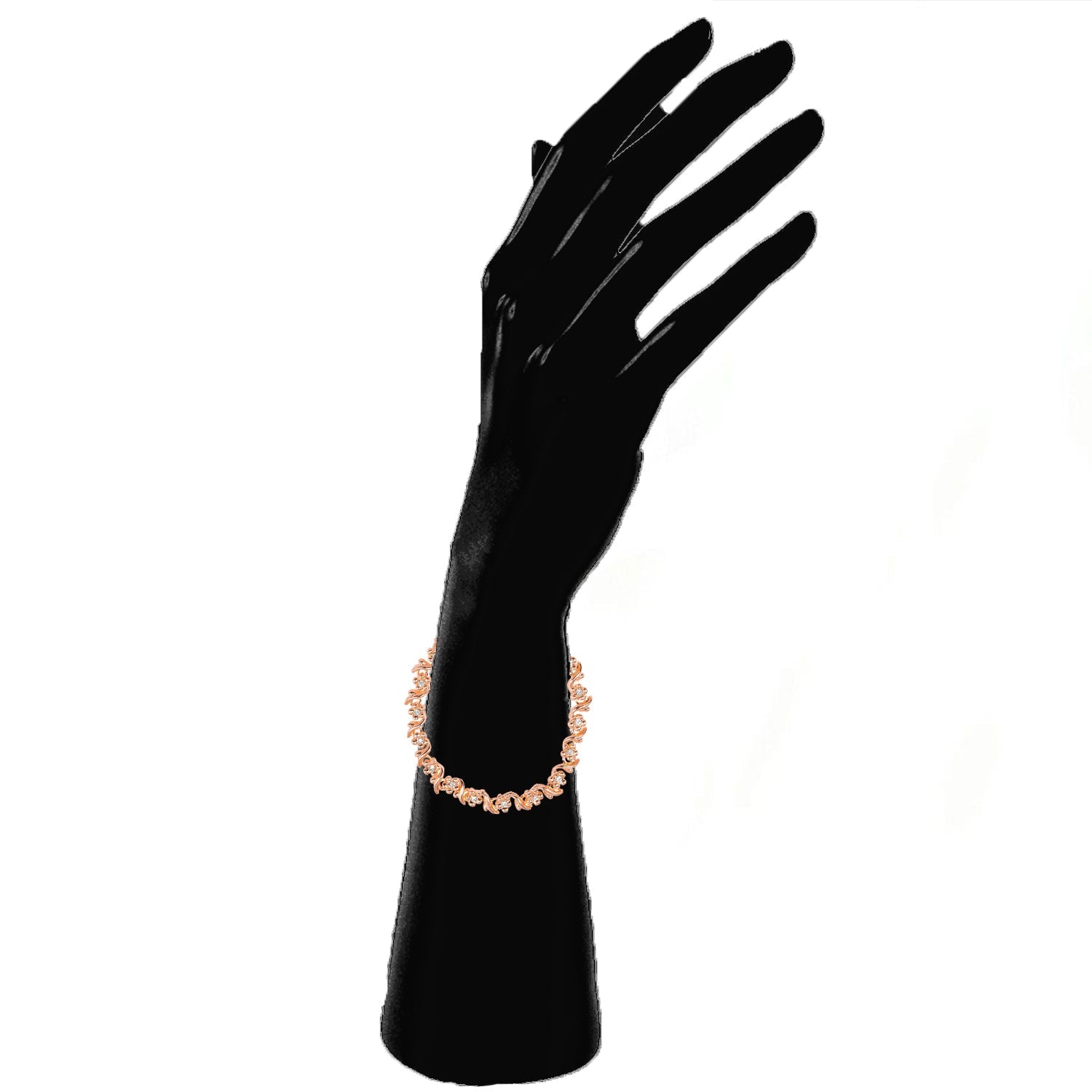 Floral Design Rose Gold Crystal Bracelet