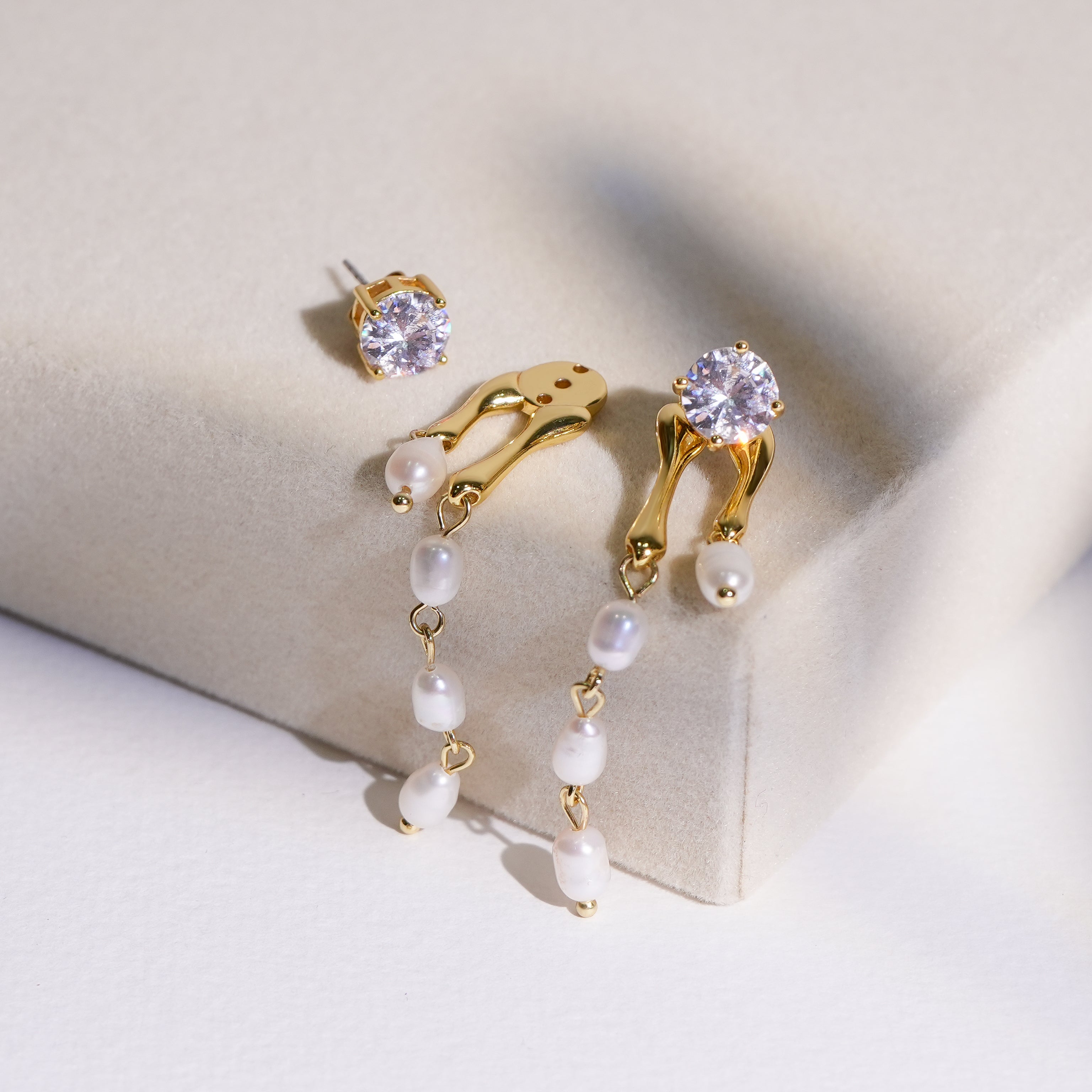 Beautiful gold plated pearl earrings for women