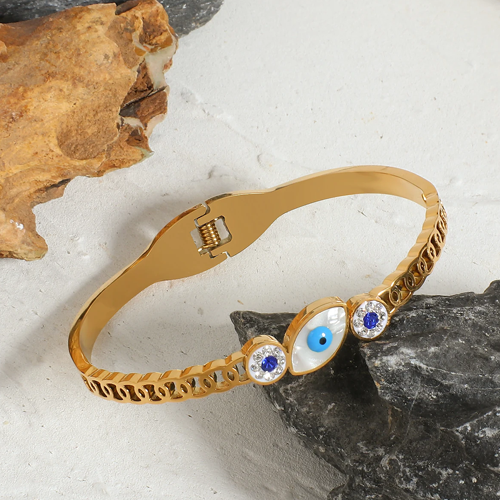 Delphine Gold Blue Evil Eye Bracelet - Amalfa