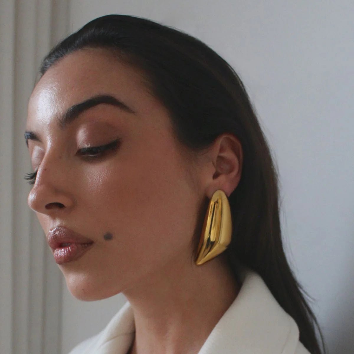 Sculpted Shield Drop Earrings For Women - Amalfa