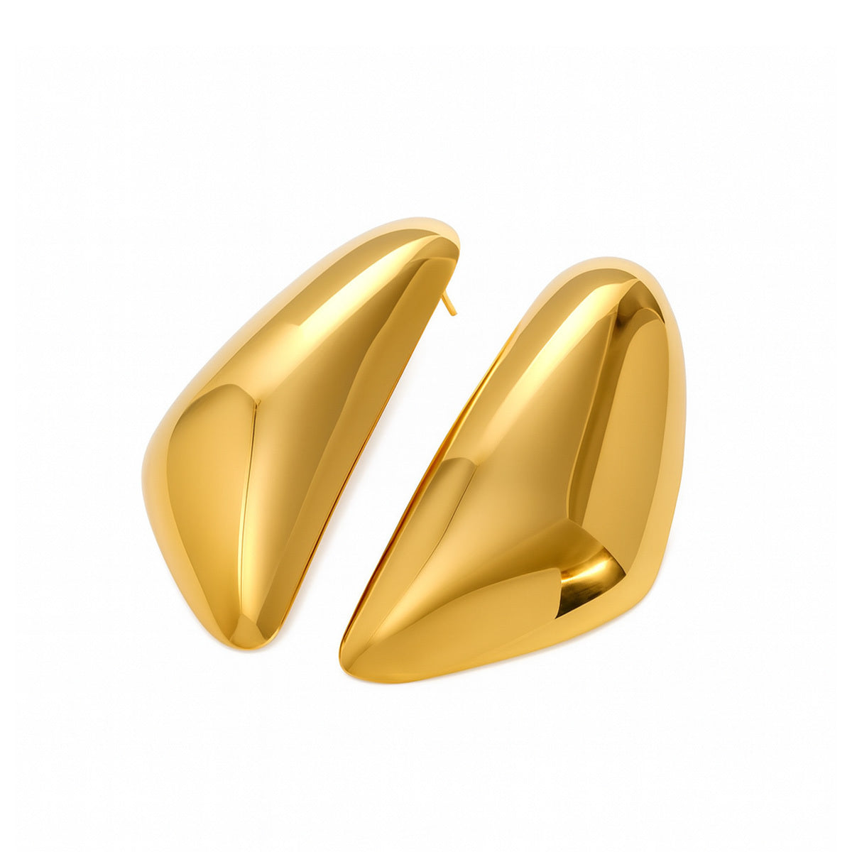 Gold earrings  for women on a white background