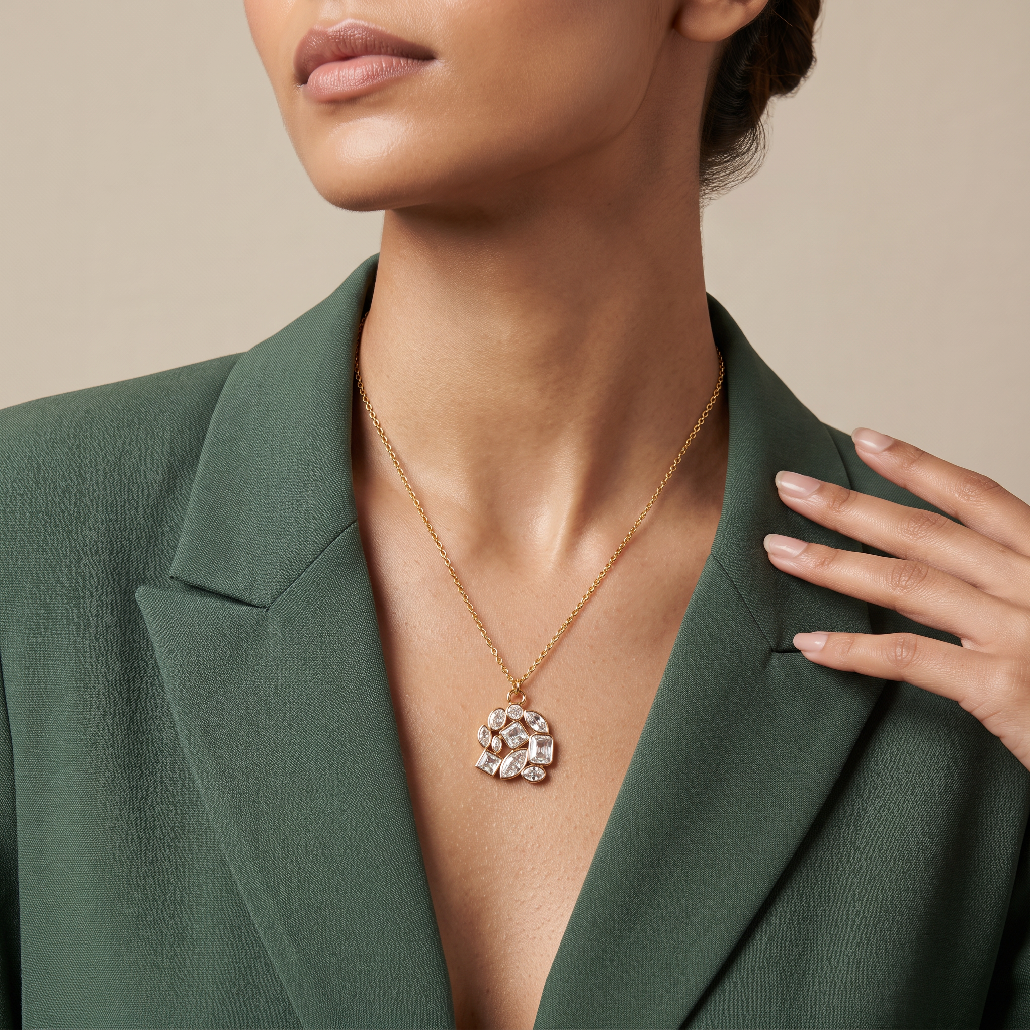 Virelle Bezel Drop Earrings Plus Pendant