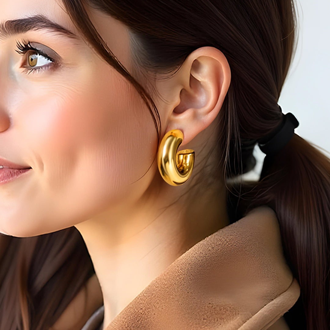 Beautiful gold hoop earrings for women, artificial demi-fine jewellery for any occasion. best gold earring 