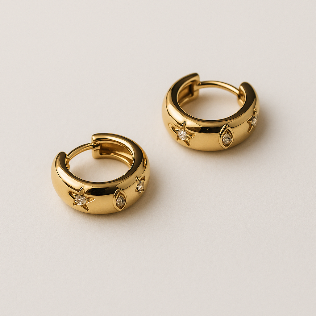Astra Gold Star Huggie Hoops - Chunky Earrings for Women