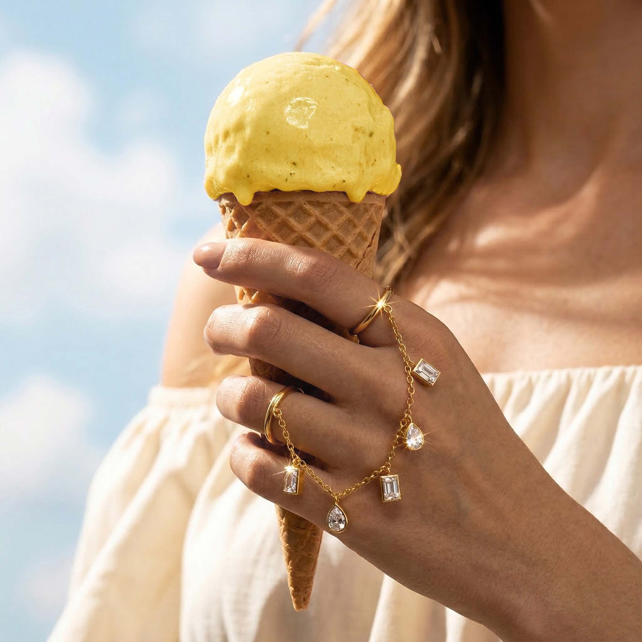Adjustable Chain Ring for Women | Cleo Drizzle Design - Amalfa