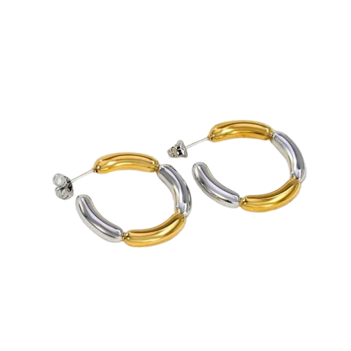 Cyra Two-Tone Gold & Silver Hoop Earrings