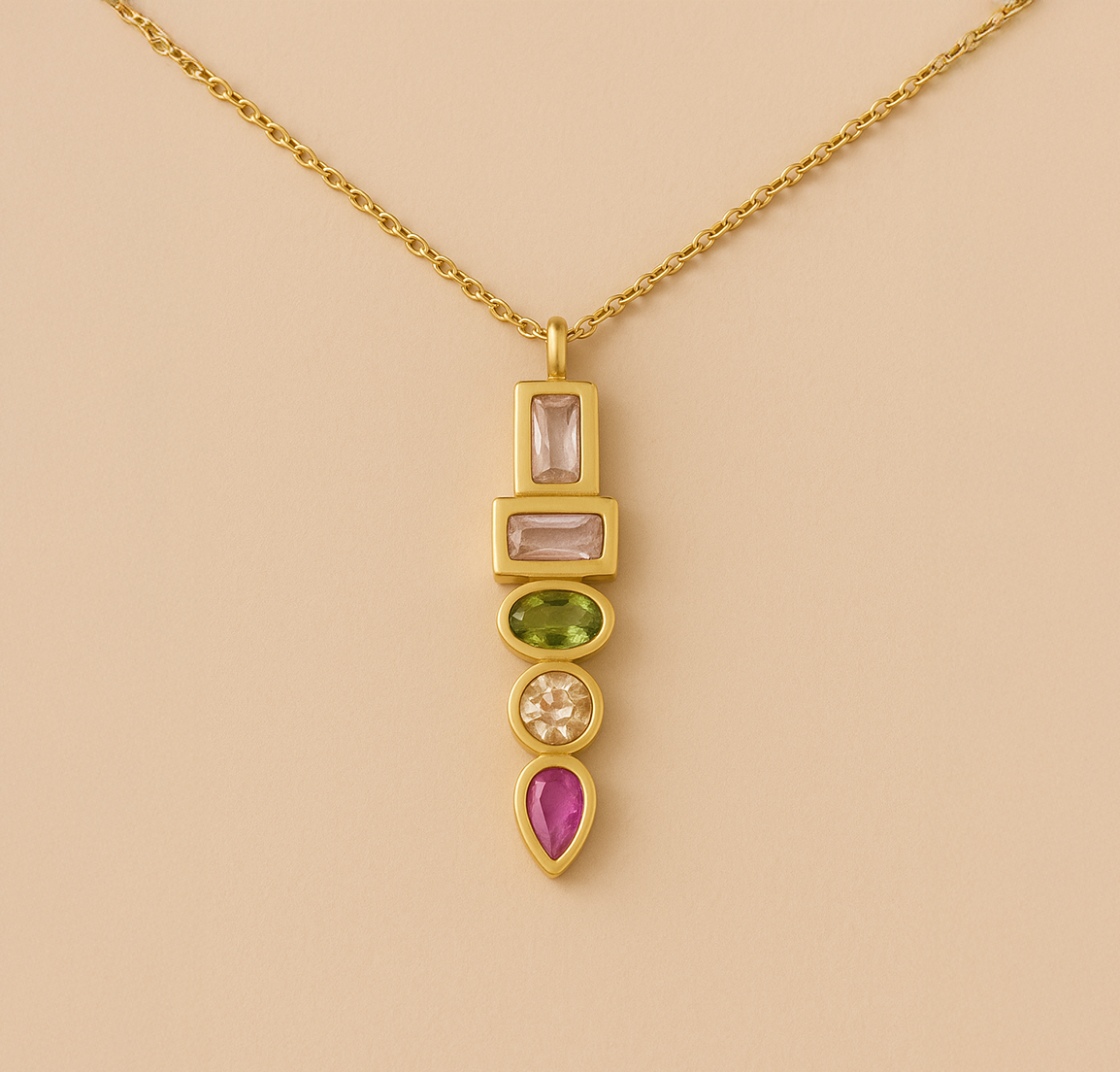 Delicate gold necklace with gemstone pendant for daily wea