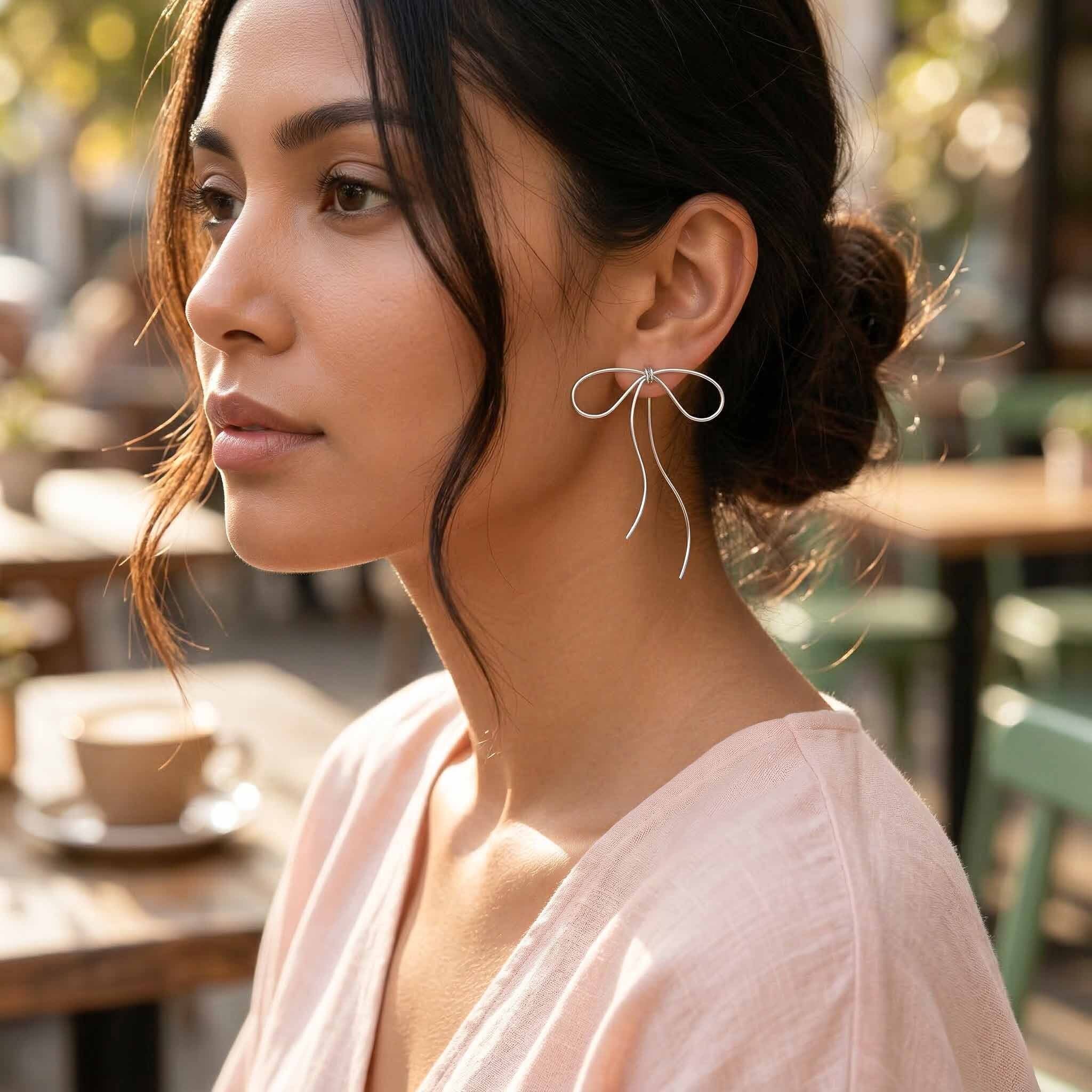 designer bow  earrings for women unique statement jewelry for casual outfits