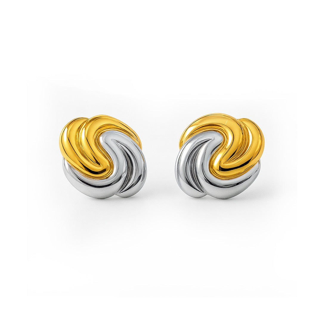 Swirl Knot Dome dual Tone Studs Earrings
