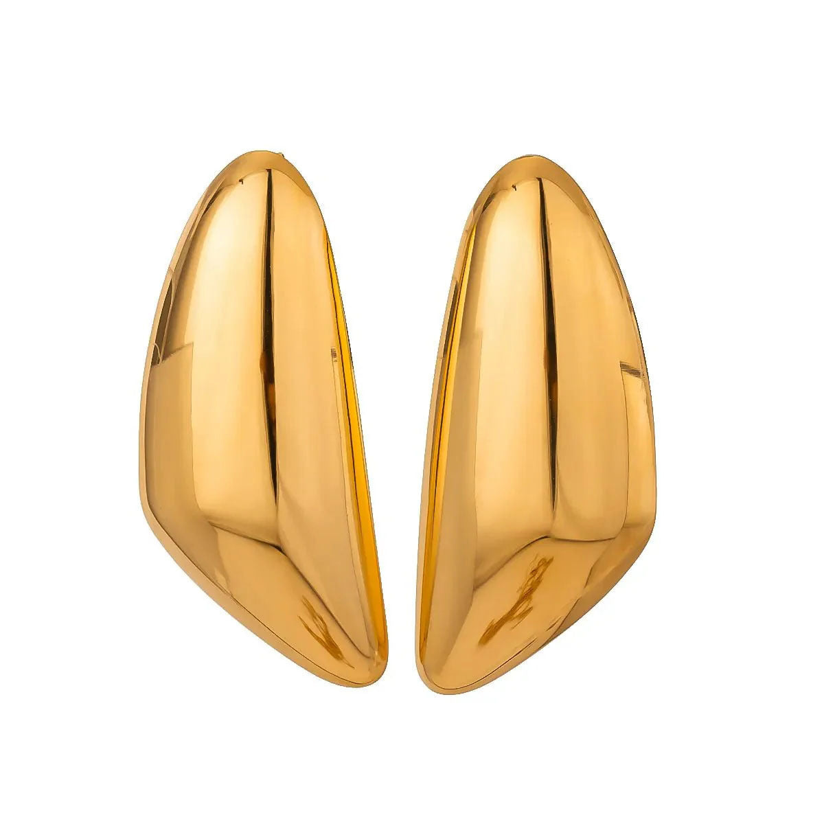 Pair of gold earrings on a white background