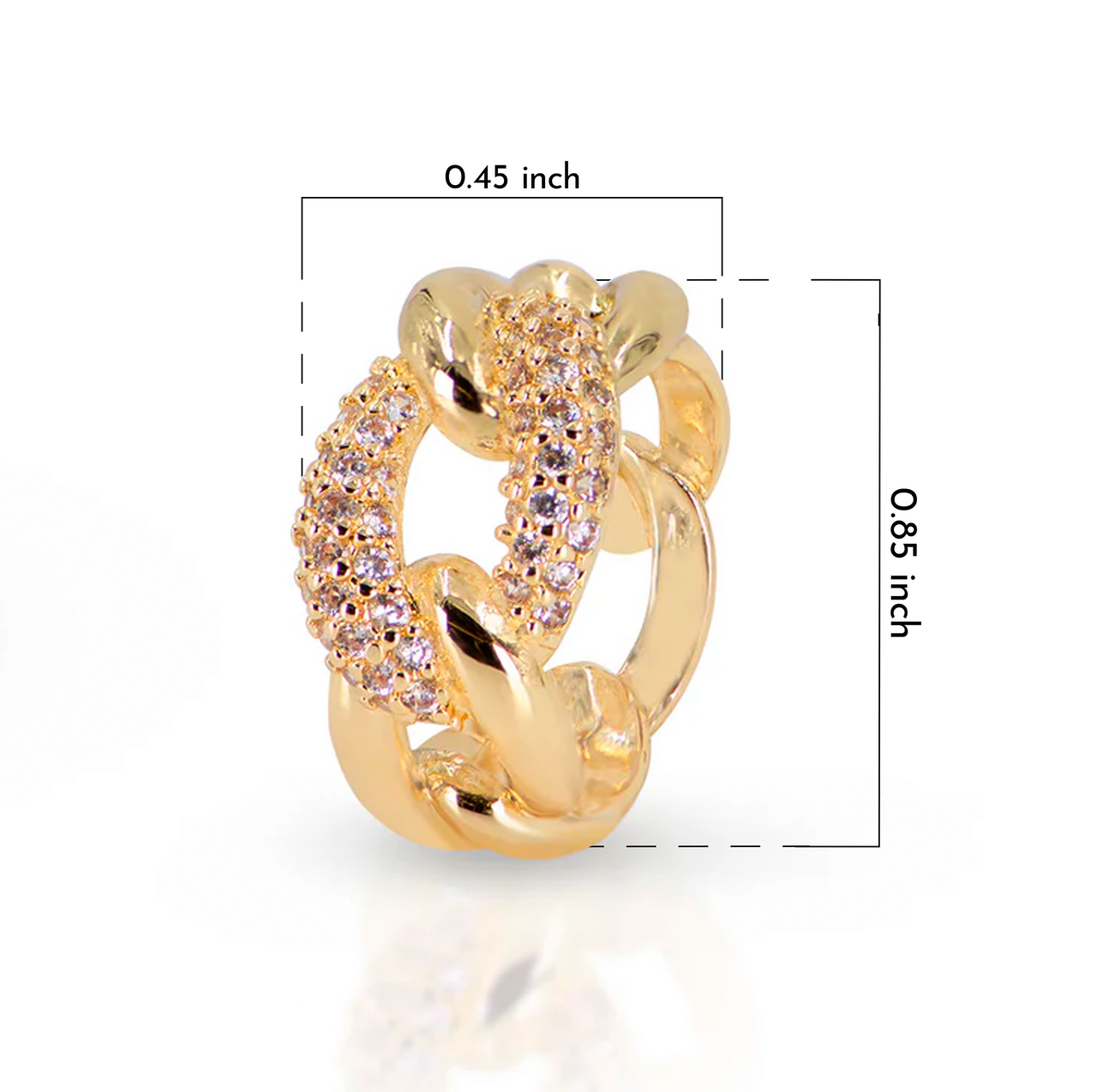 Emma Cuban Zircon Chain Gold Ring for Women