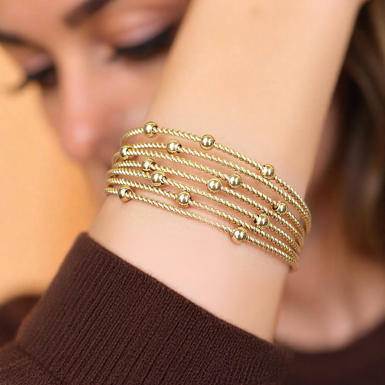 Textured Gold Bangles