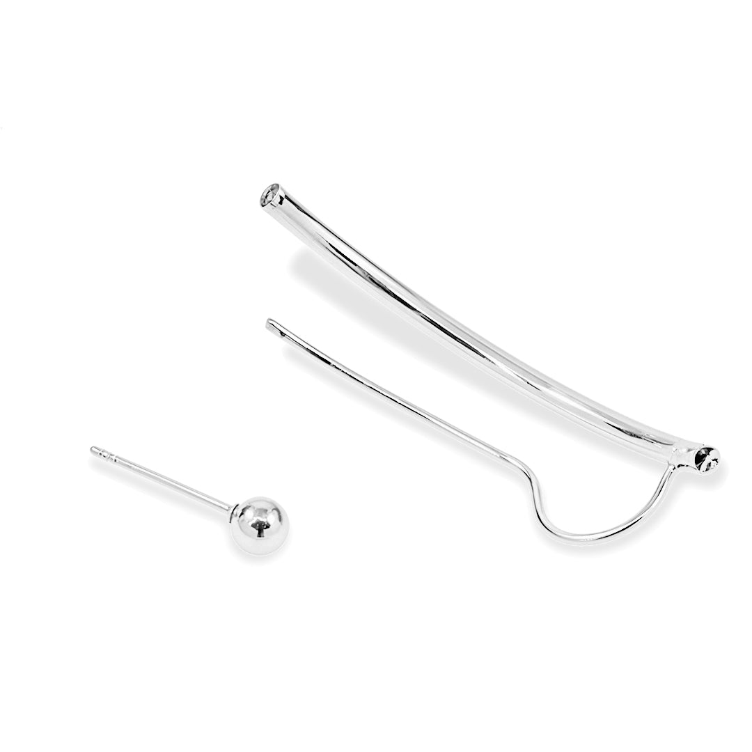 Silver  earring set on a white background 