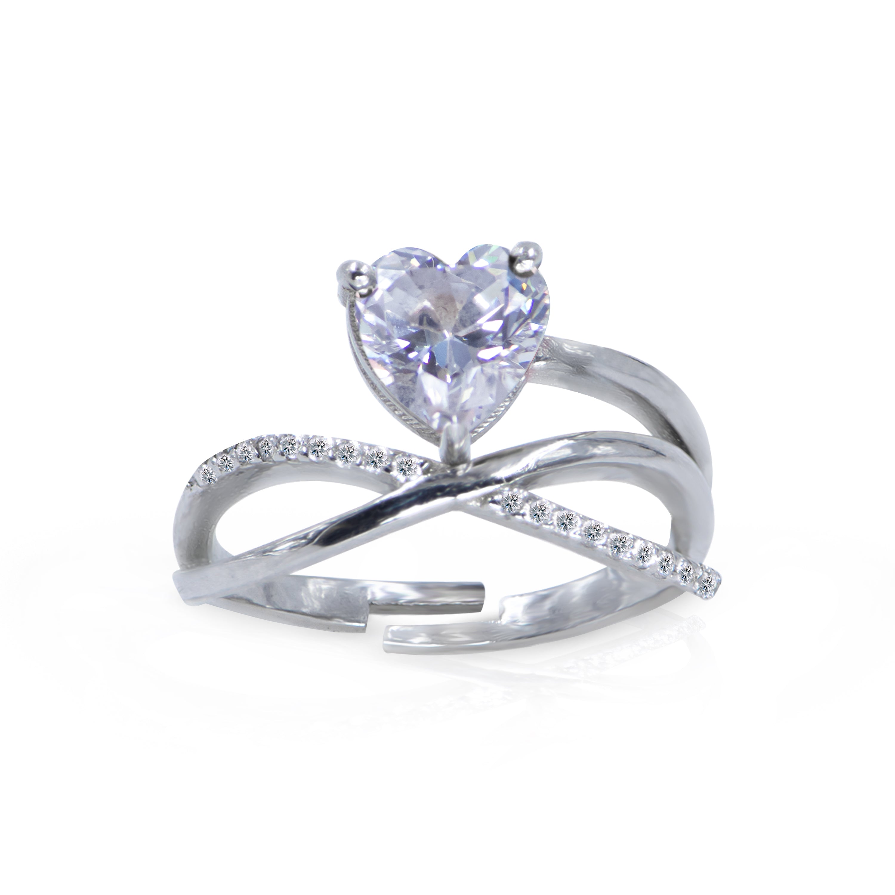 fashion ring with red heart stone modern stylish design for women