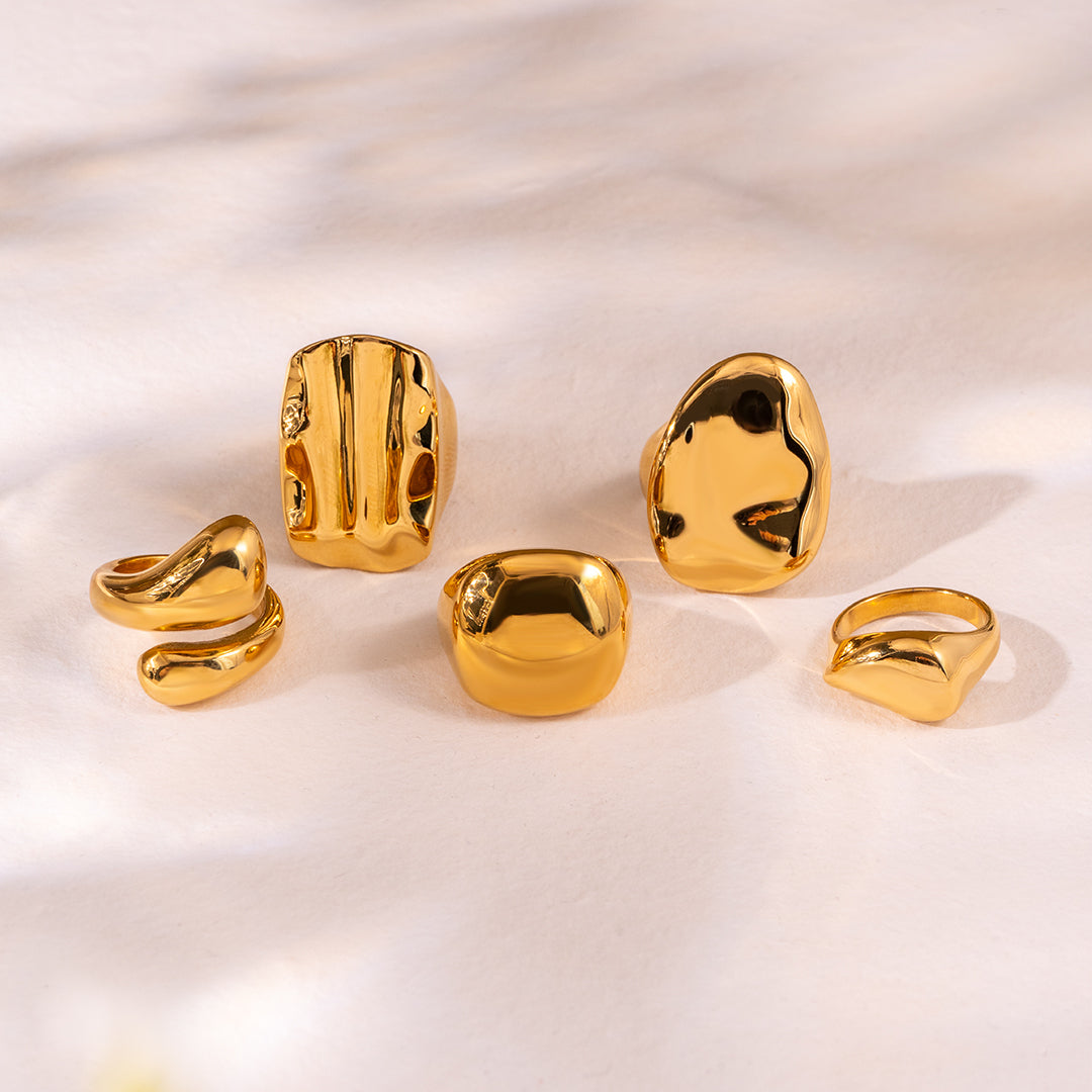 Gilded Cascade Quartet Gold Rings for Women