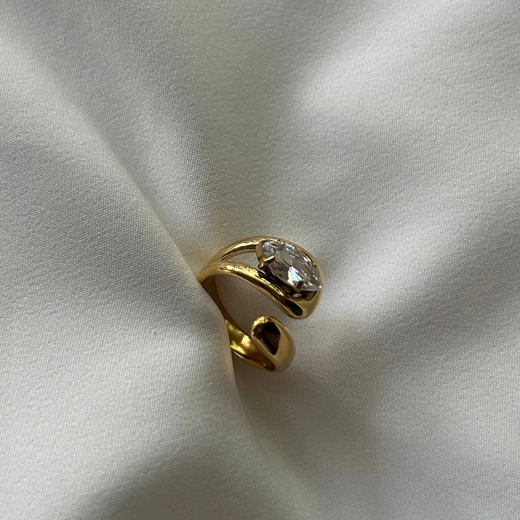 Gold ring with a diamond ring