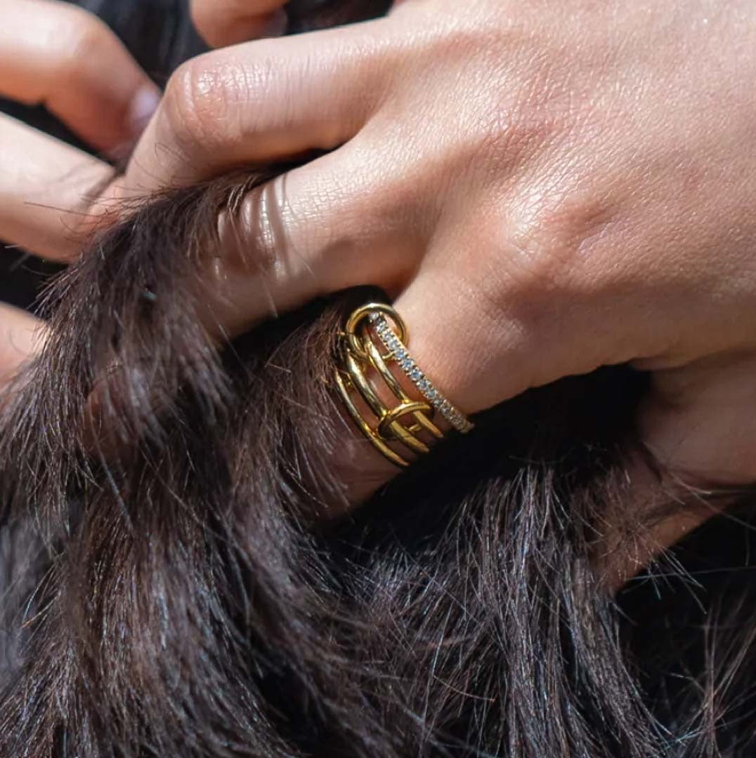 Gold Rings for Women | Modern Stacked Design