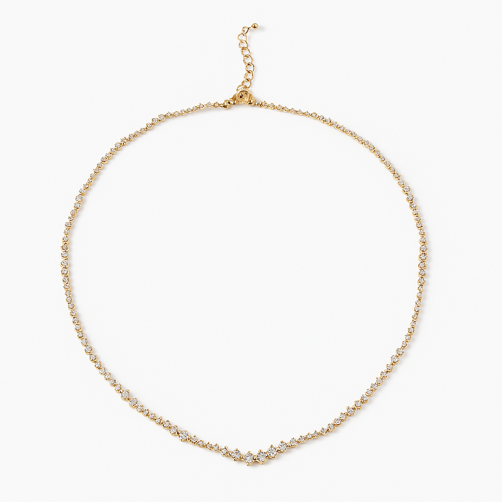 Gold necklace on a white background