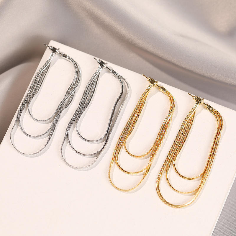 Silvia Layered Chain Earrings