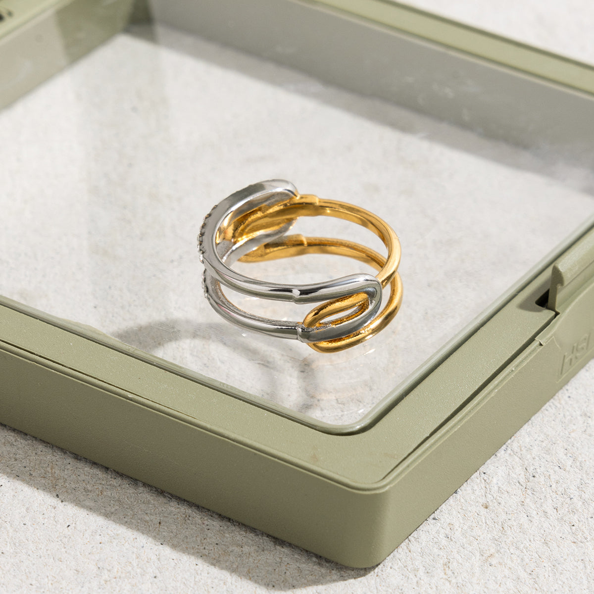 Two Tone Gold & Silver Wave Ring For Women