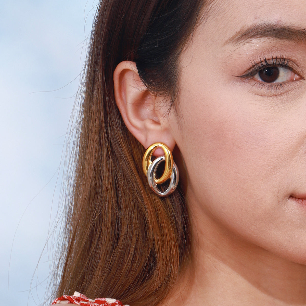 Gold & Silver Interlink Chunky Hoop Earrings