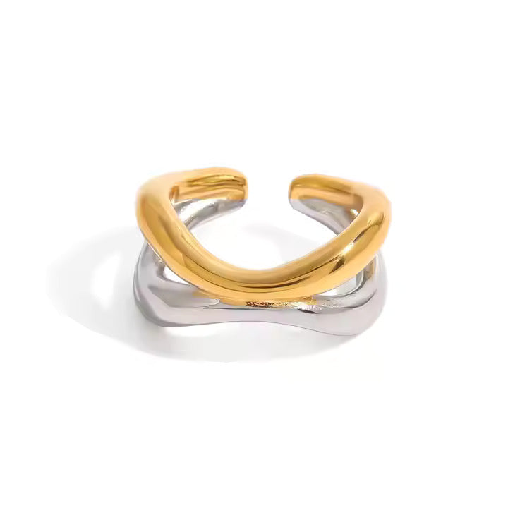 Molten Twist Mixed-Metal Crossover Ring