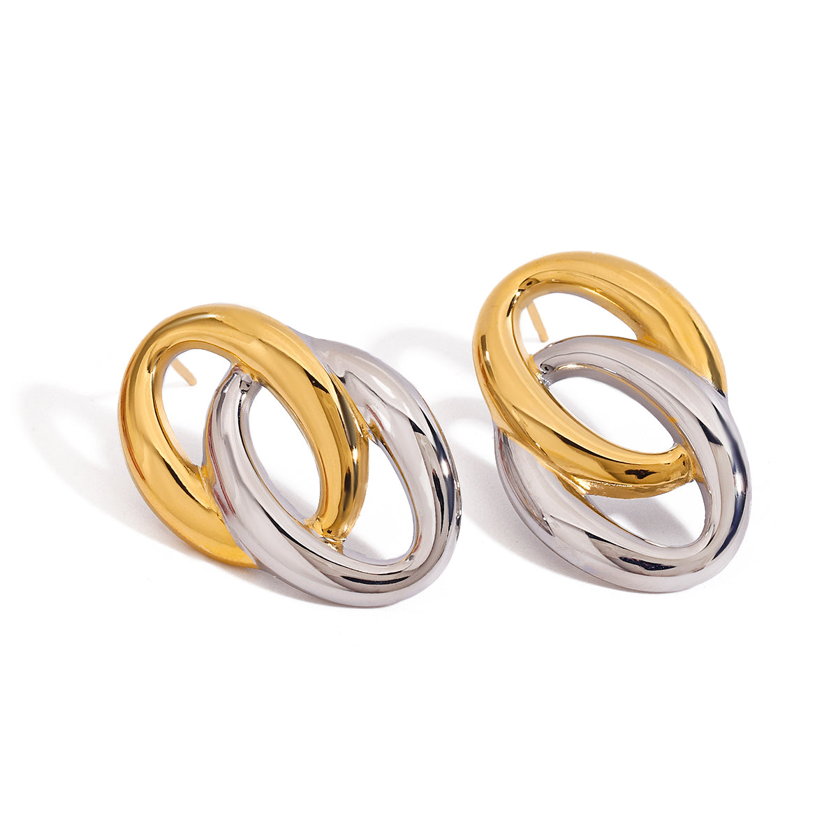 Gold & Silver Interlink Chunky Hoop Earrings