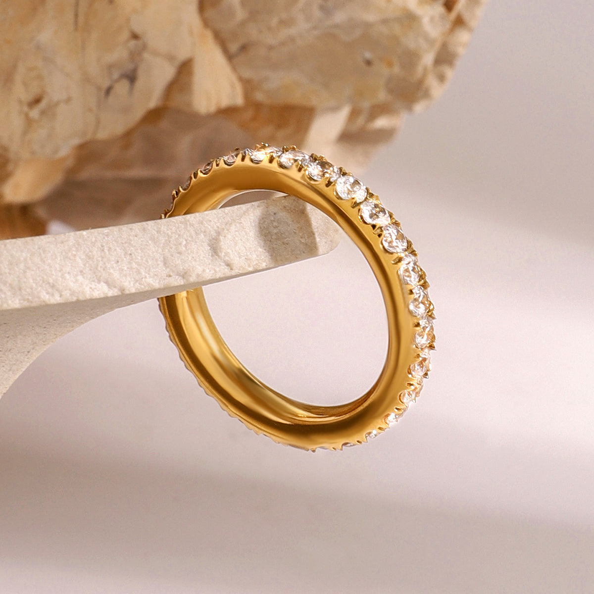 Olyra Delicate Stone Studded Band Ring