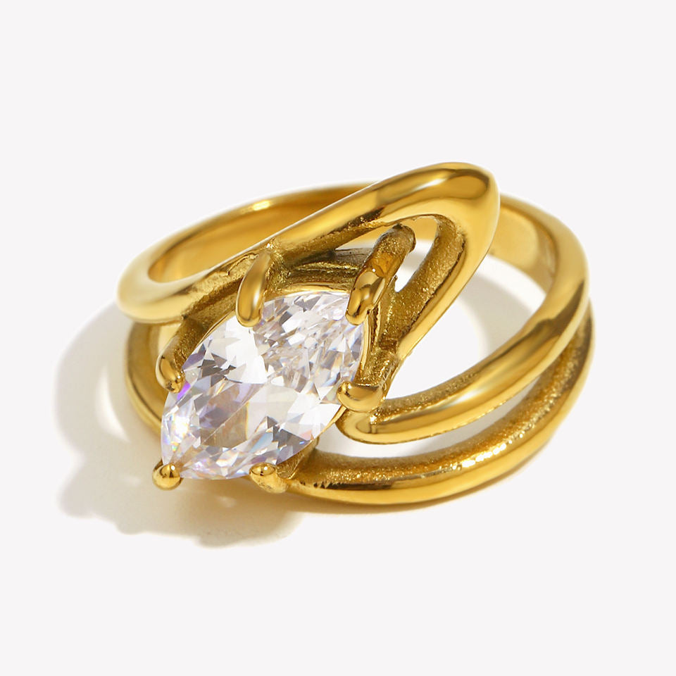 Solitaire Flow Crystal Ring