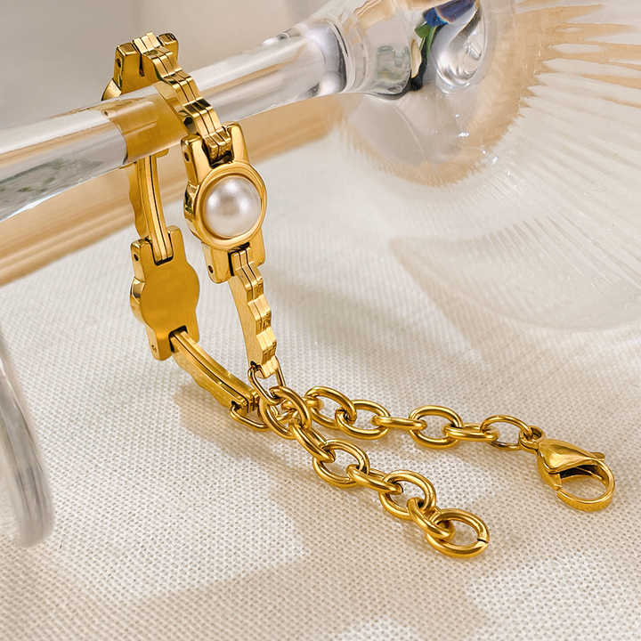 Ada Gold Pearl Chain Bracelet for Women - Amalfa