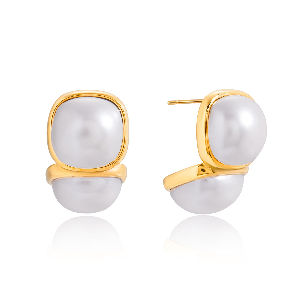 Dome Pearl Stud Earrings