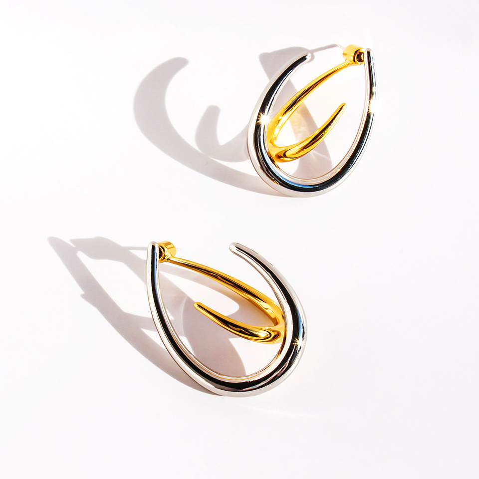 Auri  Dual-Tone Sculpted  Hoop Earrings