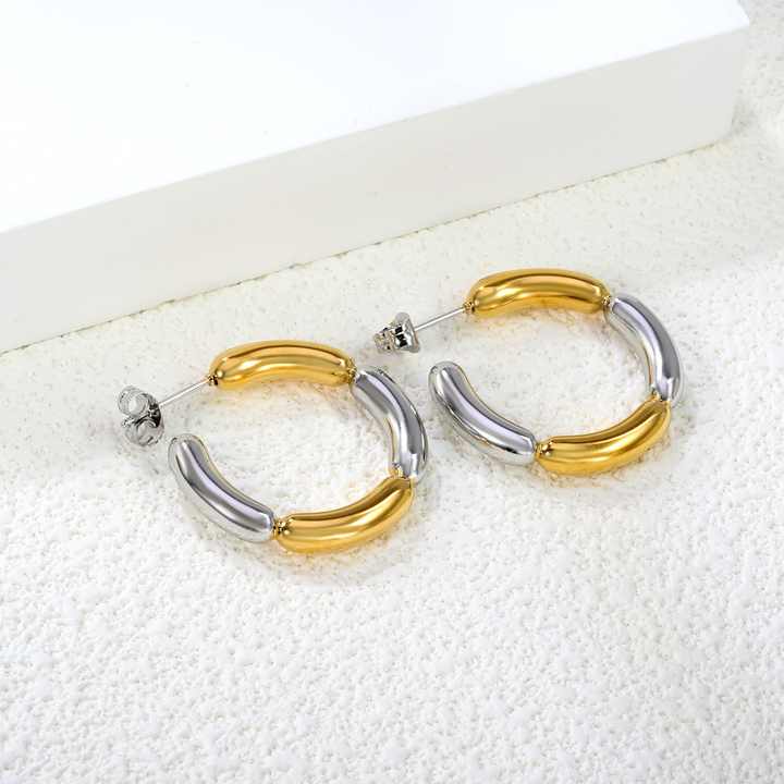Cyra Two-Tone Gold & Silver Hoop Earrings