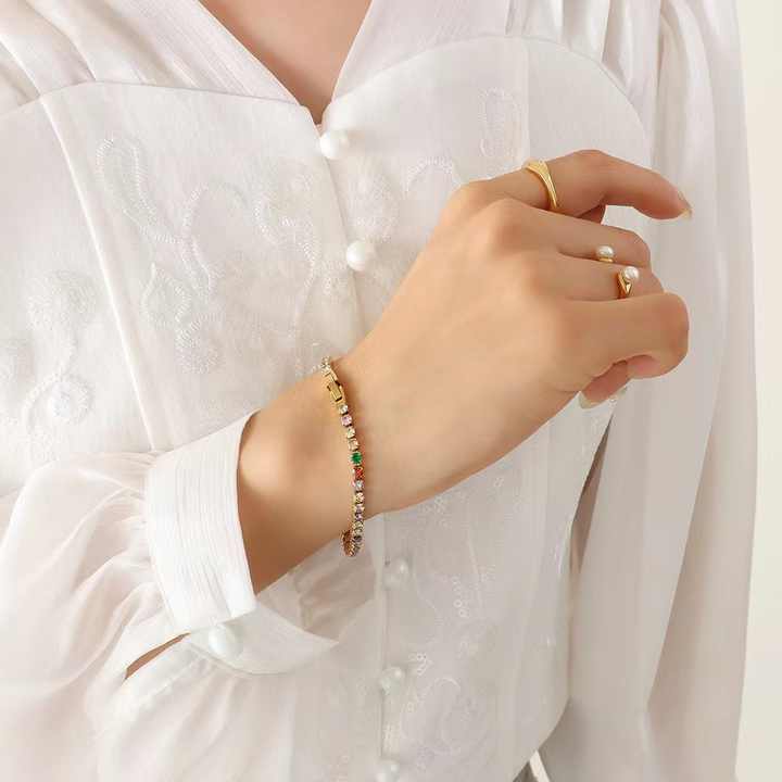 Rainbow Stone Tennis Bracelet For Women