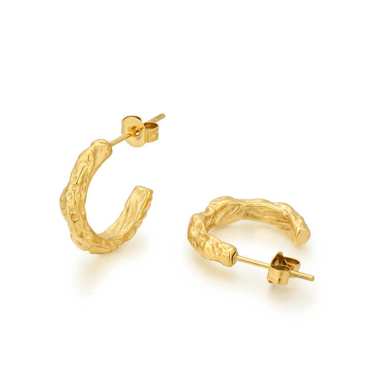 Althea Textured Gold Hoop Earrings for Women