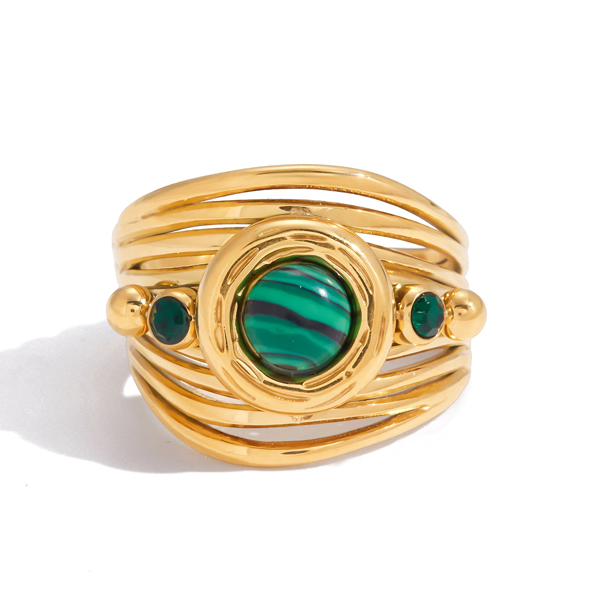 Jovia Green Stone Gold Statement Ring