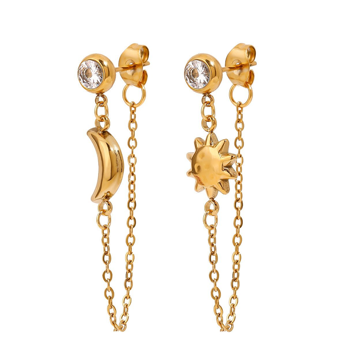 Celestial Chain Sun & Moon Gold Dangler