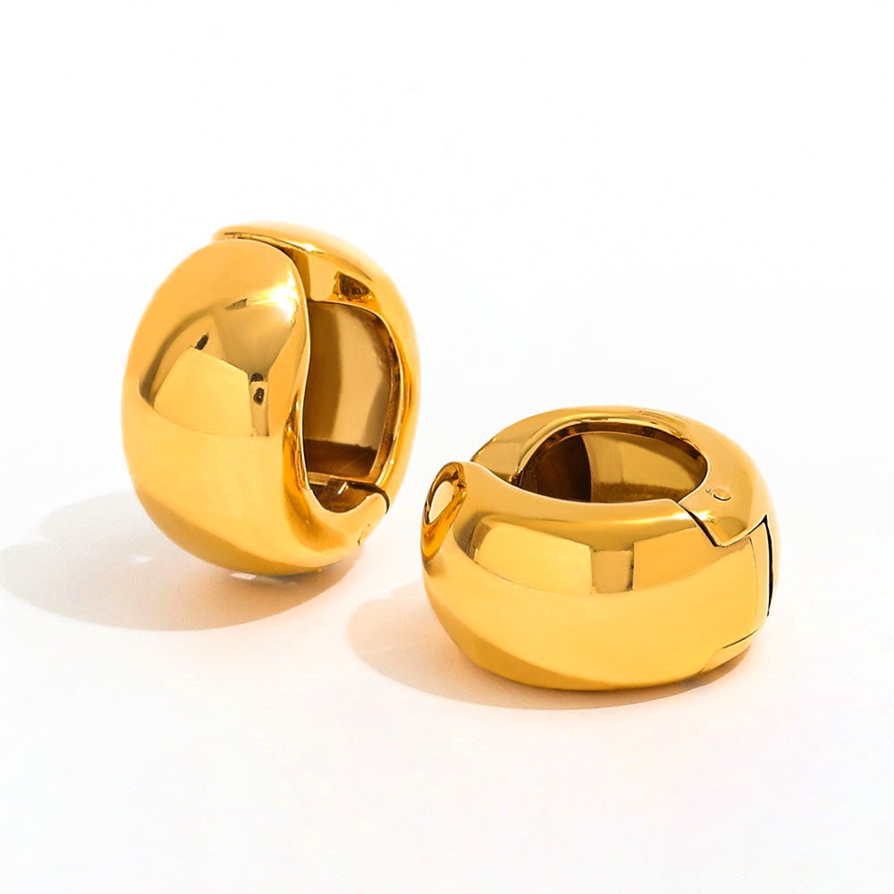 Bold Dome Gold Non-Pierce Hoop Earrings