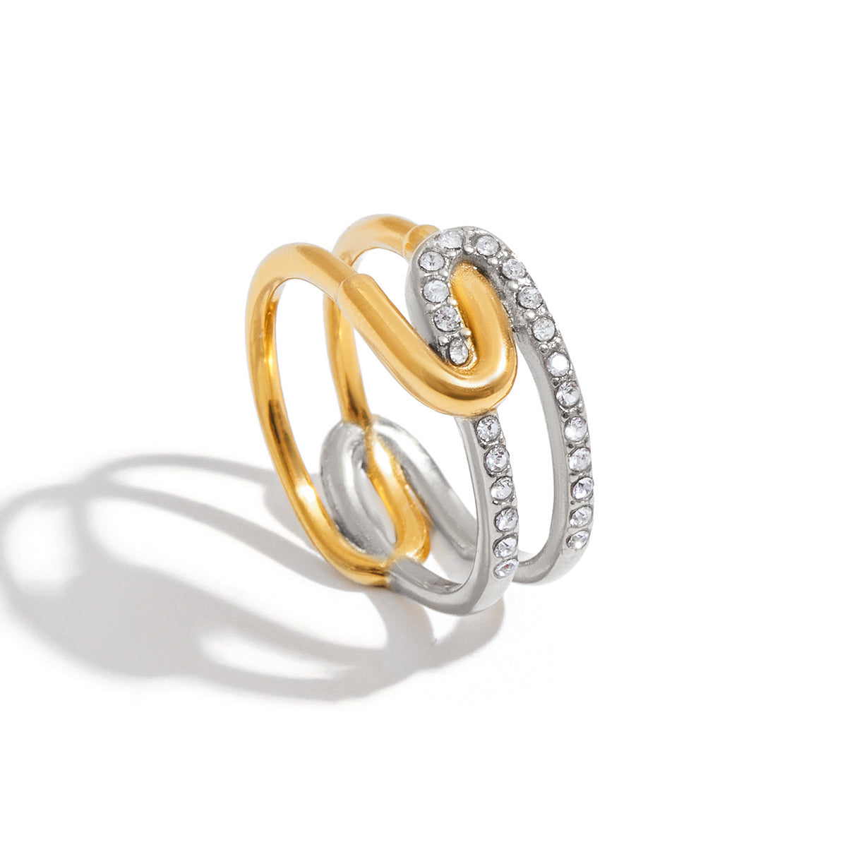 Two Tone Gold & Silver Wave Ring For Women