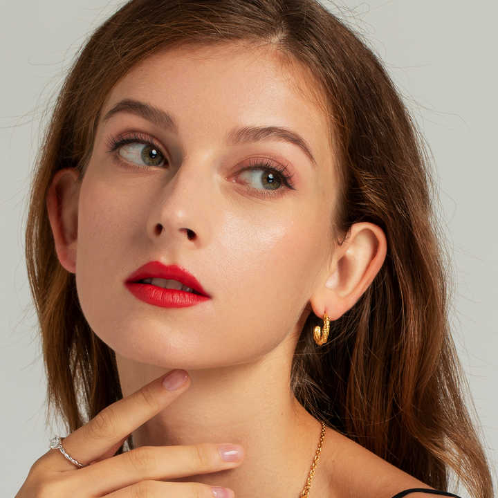 Althea Textured Gold Hoop Earrings for Women