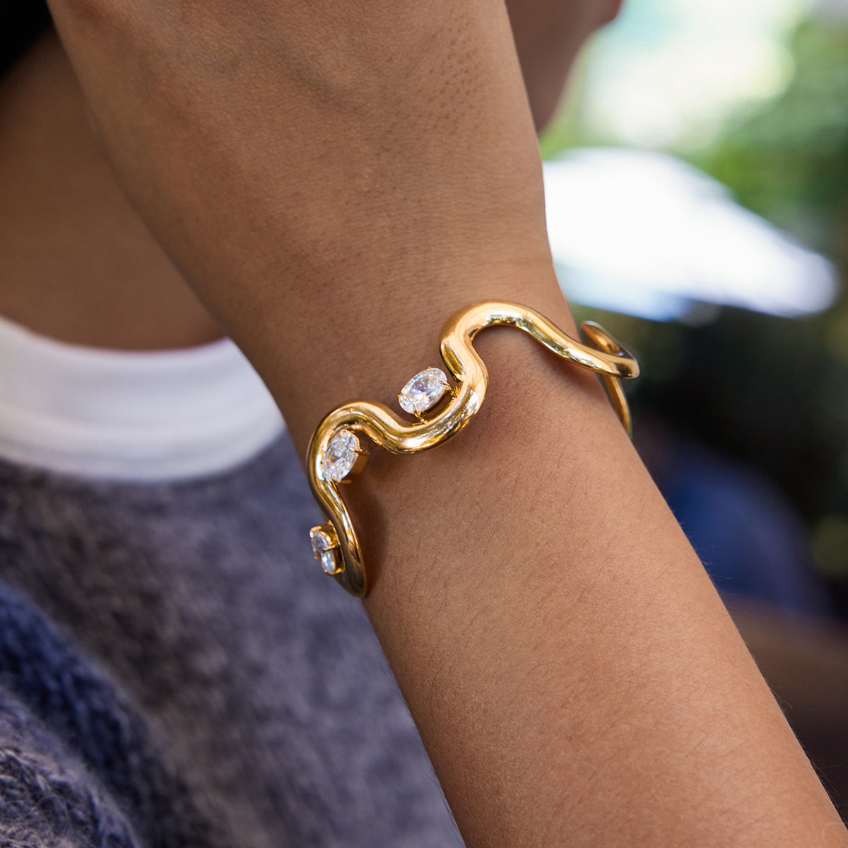 Neena Wave Gold Crystal Bracelet