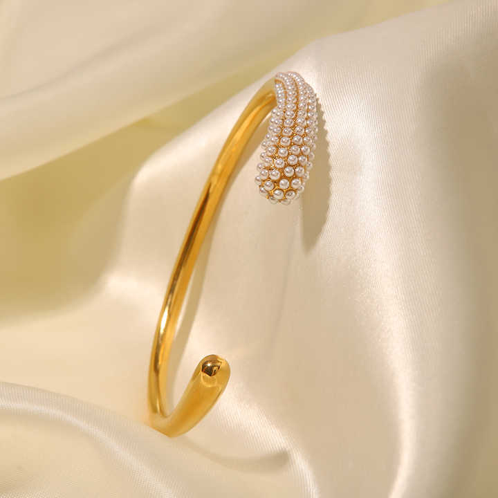 Nia Gold Pearl Cuff Bracelet for Women