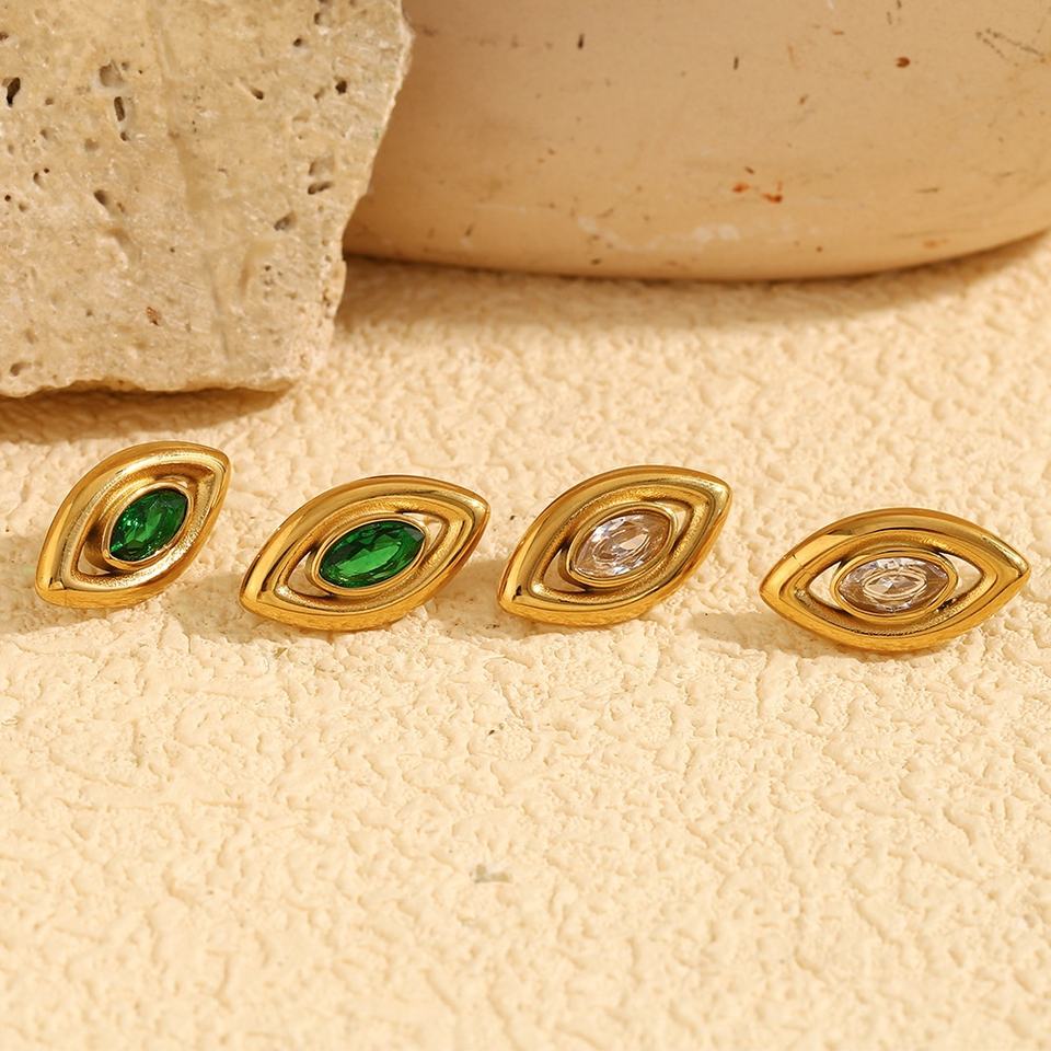Eden Gold Green Gemstone Studs for Women