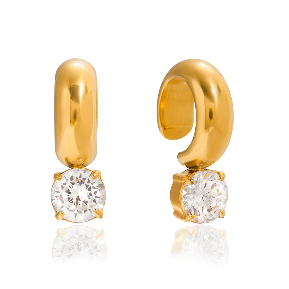 Lustre Drop Gold Huggie Earrings