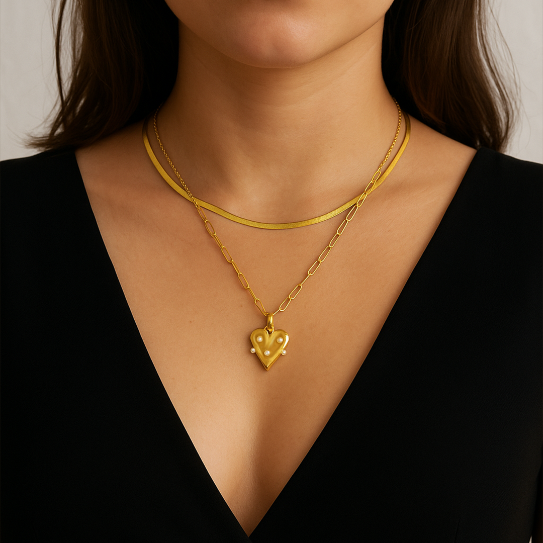 Heart Multi-Layered Pearl Necklace For Women