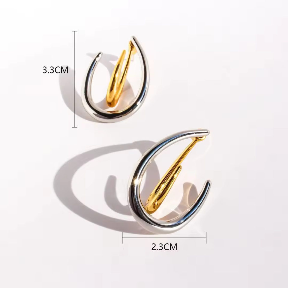 Auri  Dual-Tone Sculpted  Hoop Earrings